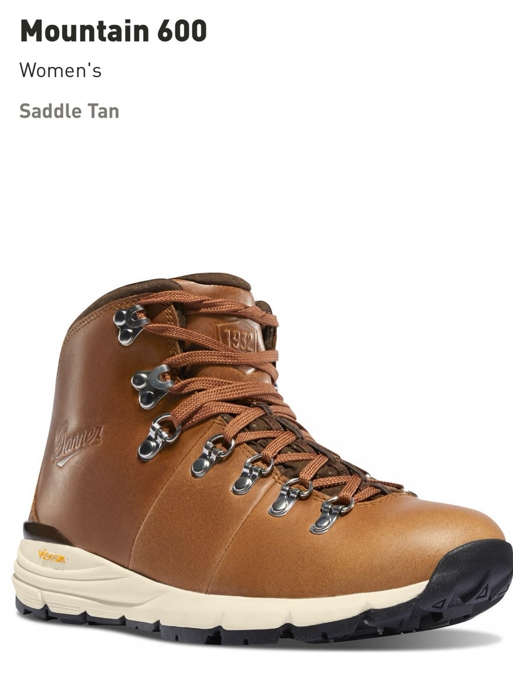 Danner Mountain 600 Women's Saddle Tan Boots with Red Laces - Picture 2 of 14